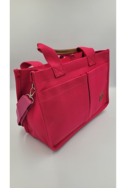 KIRASE Kadın Fuşya The Tote Bag Şık Yumuşak Kanvas El Ve Omuz Çantası