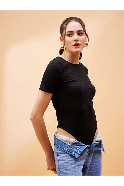 Sassafras By Styli Ribbed Short Sleeve Bodysuit