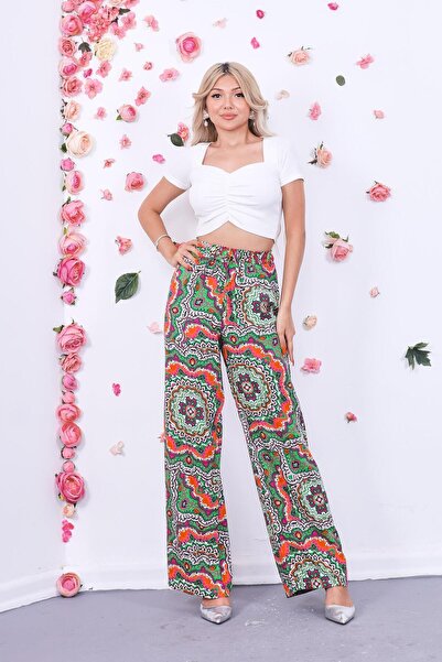 ZEYWEAR Patterned Trousers with Elastic Waist