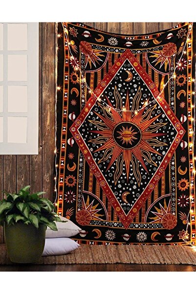 GREENDECOR غطاء حائط شمسي بوهيمي من ماندالا هيبي - سجادة زخرفية وفن