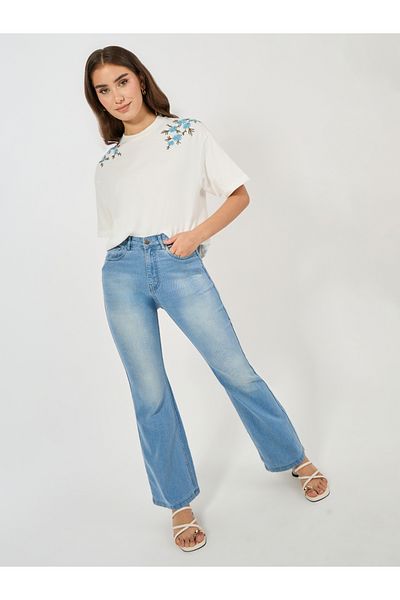 Styli Oversized Placement Embroidery Detail Cotton T-Shirt