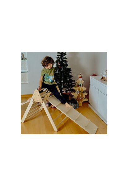 KIDOPPO Montessori Tırmanma Üçgeni | Pikler Ahşap Tırmanma Merdiveni | Orta Boy Tırmanma ve Denge Oyuncağı