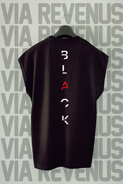 Vordevia Tricou sport negru - mâneci zero, imprimeu negru