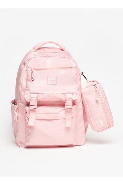 Lee Cooper Logo Applique Backpack with Adjustable Straps and Pencil Pouch - 46x32x20 cm