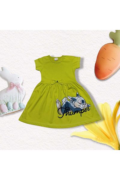 neocotton Girl - Rabbit Printed Combed Cotton Sleepy Dress