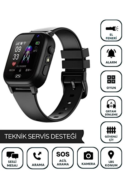 EKMEKTEKNEM X25 Sım Kartlı Akıllı Çocuk Takip Saati Lbs Konumlu-siyah