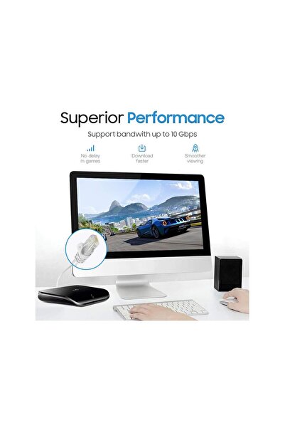 Koodmax - 20 Metre Cat6 Kablo Ethernet Network Patch Kablosu - Fabrikasyon (Beyaz) 20mt