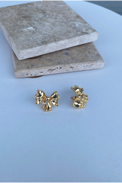 Jaida Moda Gold Bow Model Women's Stud Earrings