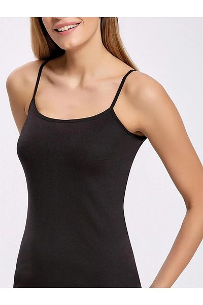Cansoy Women's Thin Strap Black Undershirt 2032