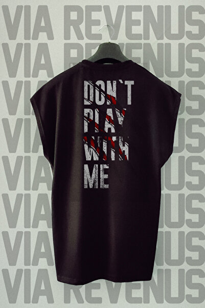 Vordevia Crni Sport T-shirt - 'Ne igraj se sa mnom' Štampano, Bez rukava