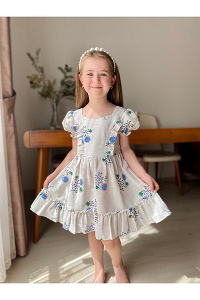 SG Exclusive Rochie din in cu maneci cu balon