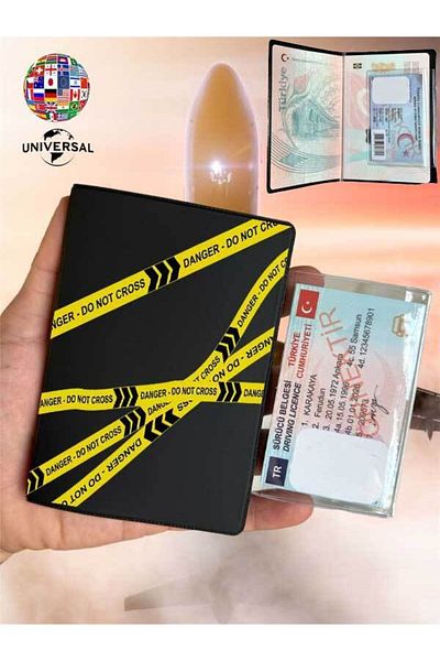 Cekuonline Do Not Cross Patterned Smooth Surface Leather Passport Cover Case Suitable for All Country Passports
