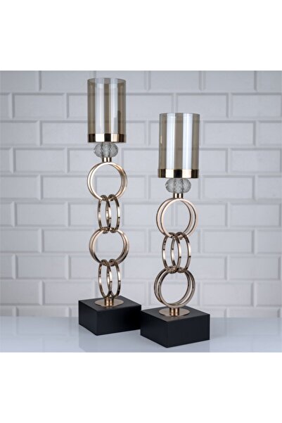 Genel Markalar 2'Lİ Sıralı Halkalar Mumluk Eskitme Mum Şamdan Seti