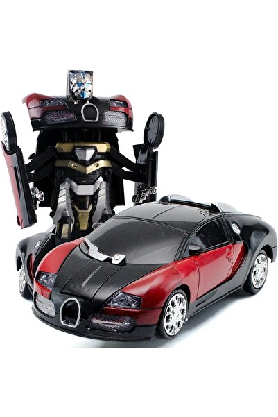 Shem Transformers Mavi Robota Dönüşebilen Bugatti Araba Işıklı Sesli Müzikli Kendi Kendine Gezen 20 Cm