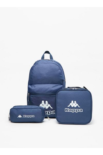 Kappa Logo Print Backpack with Lunch Bag and Pencil Case