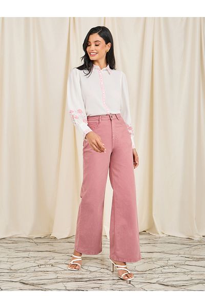 Styli Floral Print Relax Fit Shirt with Aztec Border Print