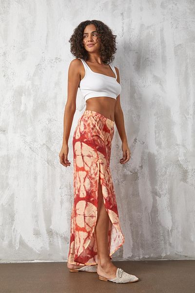 minaaise Tile Mango Fabric Patterned Beach Pareo Trousers 27165