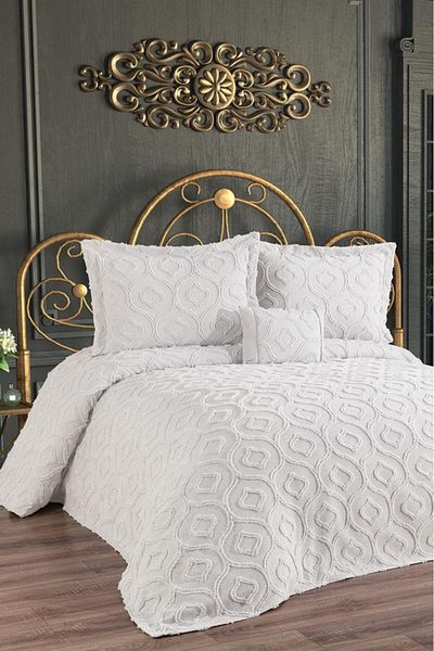 Çeyiz Diyarı Zarife Cream Colored Cotton Double Bedspread
