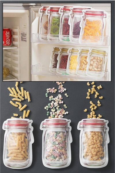 Egehome Ziplock Storage Bag Jar Appearance Ziplock Bag 3 Pieces