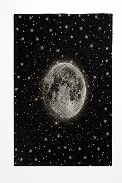 Else Halı Moon Galaxy Patterned Black Gray Printed Single Pillowed Pique Set