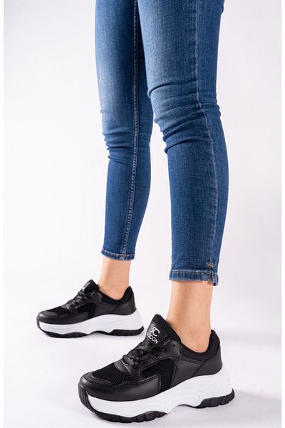 Riccon Schwarze und weiße Damen-Sneakers0012140
