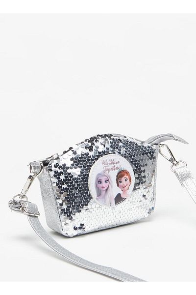 Disney Frozen Applique Crossbody Bag with Detachable Strap and Zip Closure