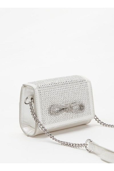 Little Missy Embellished Crossbody Bag with Chain Accented Strap