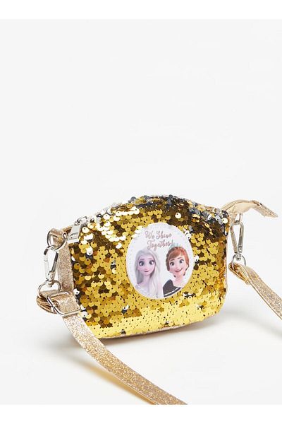 Disney Frozen Applique Crossbody Bag with Detachable Strap and Zip Closure