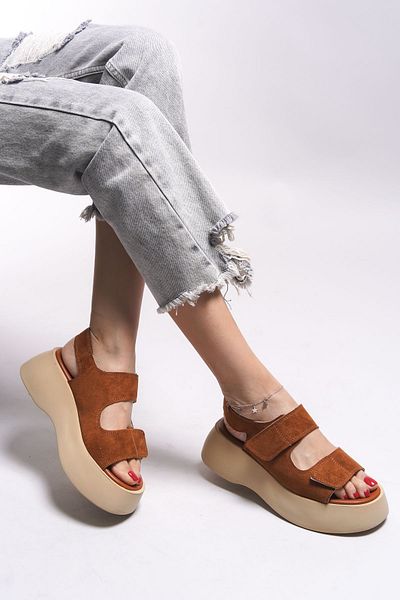Riccon Dámské sandály Olnesari0012804 Tan Suede