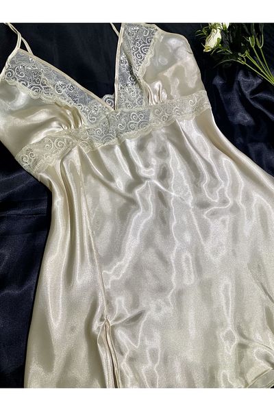 Le Tonnerre Women's Plus Size Ivory Short Satin Nightgown
