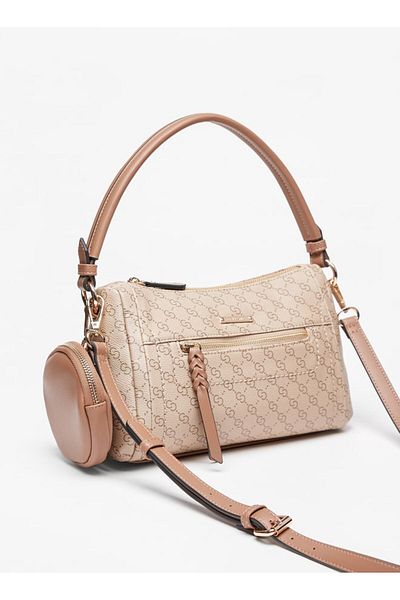 Celeste All-Over Monogram Print Shoulder Bag with Pouch