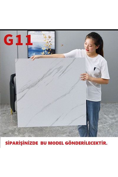 Doori Adhesive Marble Patterned Thick PVC Floor Covering Panel White 60*60 Cm 4 Pieces 1,44m2