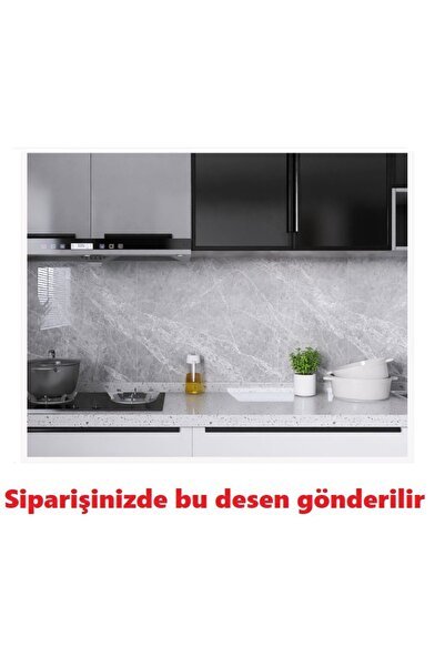 Doori Gri mermer desen  yapışkanlı pvc duvar kaplama mutfak banyo  sticker  30*60cm (6 adet) 1,08mt2