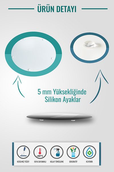 Decorita Glass Presentation Stand| Stark Marble Look| Diameter 32cm