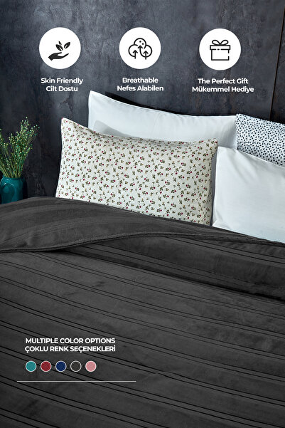 Evlen Home Collection Mayer Supersoft Soft Double Blanket Anthracite