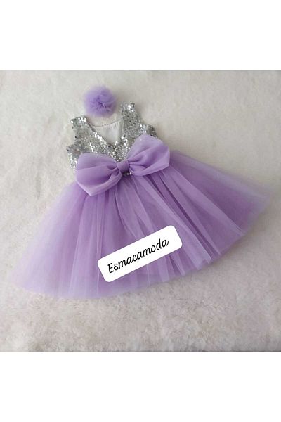 esmacamoda Gray and Lilac Tulle Model Dress for Girls