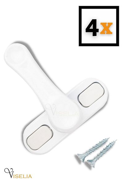Viselia قفل أمان للنافذة البيضاء قفل ضد السرقة للأطفال قابل للسحب PVC 4 قطع