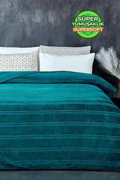 Evlen Home Collection Mayer Supersoft Single Soft Blanket Bedspread - 150x230 Cm Mint
