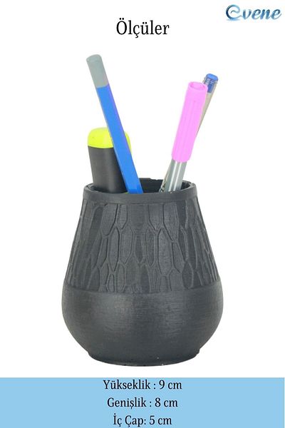 Evene Pen Holder Black Color Desk Pen Holder Organizer Pen Holder Vase Model