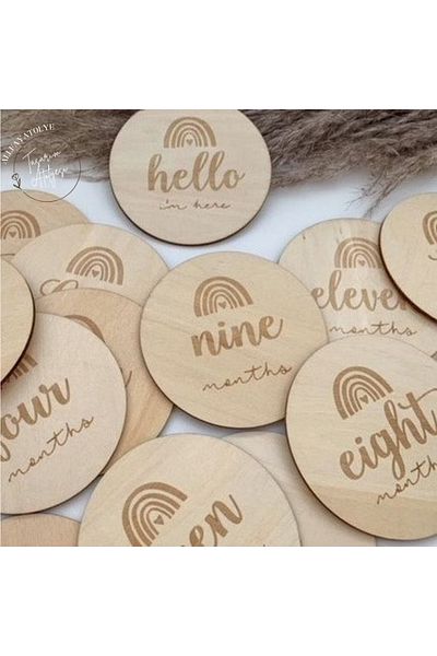 AllFayLazer Wooden Monthly Plaque Set for Baby - Photo Cards and Memory Card Newborn Gift