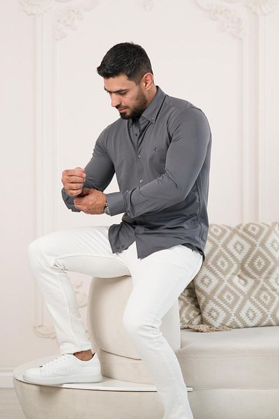 Paul Martin Ανδρικό πουκάμισο - Slimfit, Lycra, Κουμπί πέτο, Βαμβακερό, Μακρύ μανίκι, Καλοκαίρι