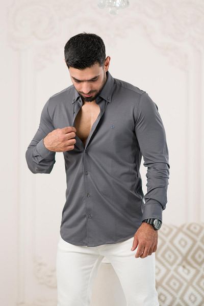 Paul Martin Ανδρικό πουκάμισο - Slimfit, Lycra, Κουμπί πέτο, Βαμβακερό, Μακρύ μανίκι, Καλοκαίρι