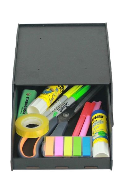 Evene Black Hidden Drawer Organizer - under Desk Storage Container, Model 6