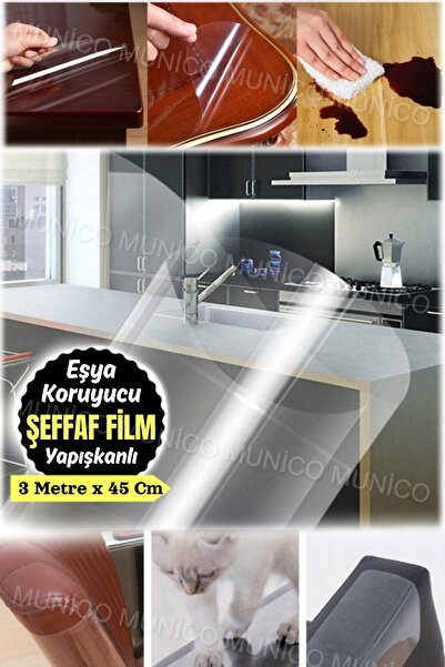 Munico 3 Metre x 45 Cm Statik Yapışkanlı Duvar Koruma Filmi: Evdeki Duvarlarınızı Korumak Mutfakta Pratik