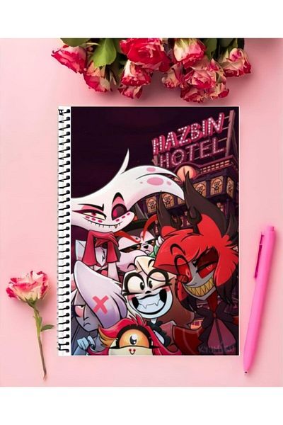 animeandyourworld Hazbin Hotel Anime Notebook 1 Piece Special Design A4 Size 21*29 Cm Wired Checkered Notebook