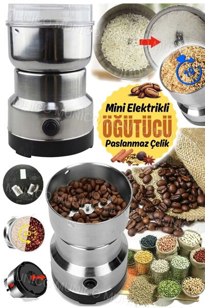 Munico Kuru Tahıl Değirmeni Çok Amaçlı Kullanım Mini Elektrikli Kahve Çekirde...