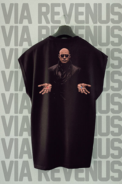 Vordevia Morpheus - Tricou sport negru cu mâneci zero cu imprimeu Matrix Back