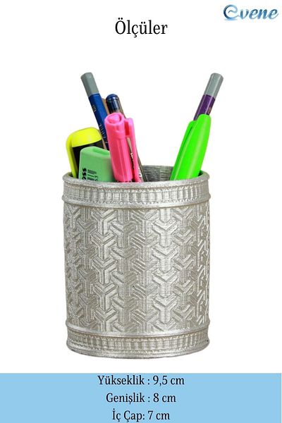 Evene Silver Color Desk Pen Holder Organizer Pen Holder Model 4