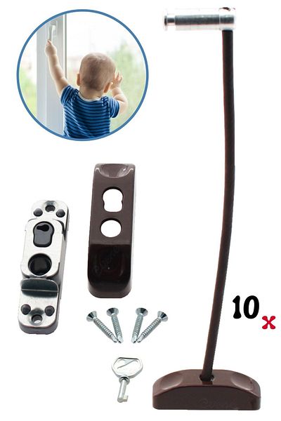 Evene Dark Brown Window Lock with 10 Ropes Children's Safety Security Burglar Pimapen PVC Door Lock