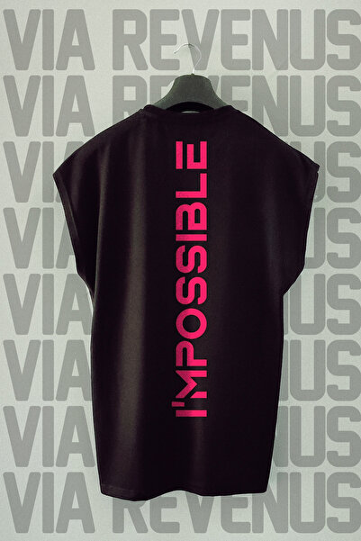 Vordevia I'MPOSSIBLE Black Sports T-Shirt - Back Print, Zero Sleeve